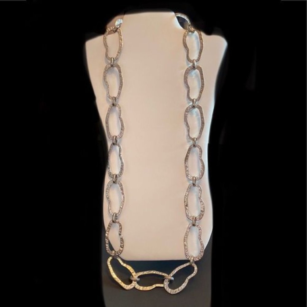 Vintage 80s long necklace with large silver links